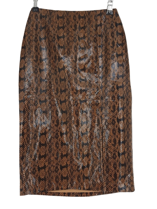 Express Dresses & Skirts - Express Straight Pencil Midi Skirt Brown Black Snakeskin Print Lined Zip 00
